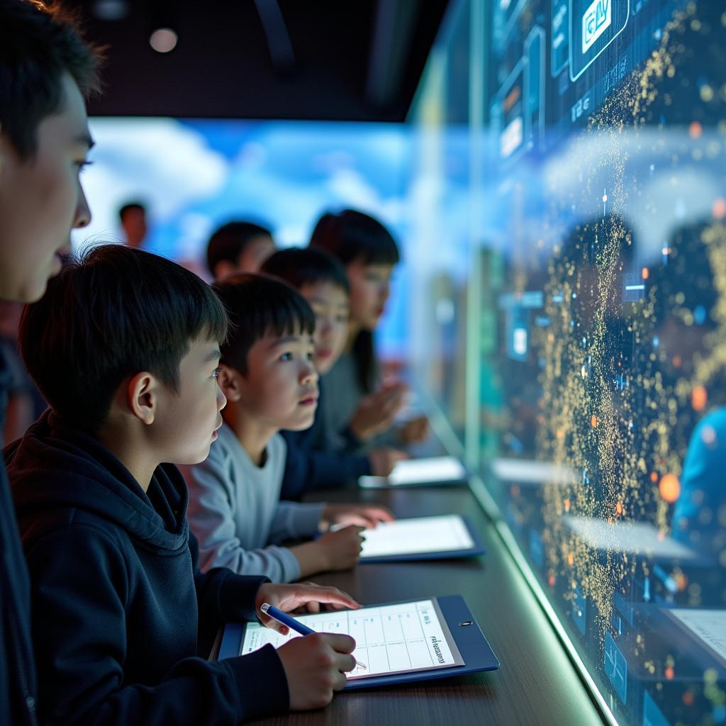 Students Exploring the Miraikan Museum in Tokyo