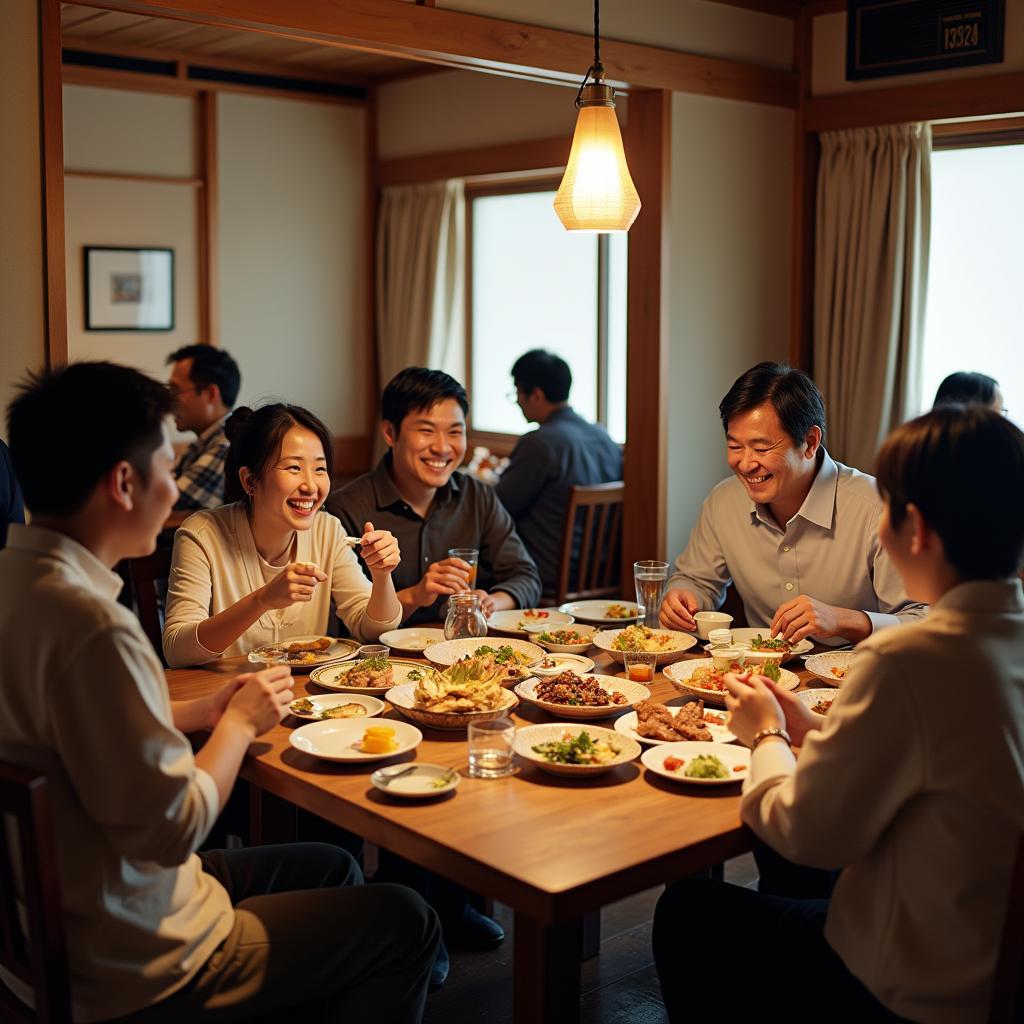 Family enjoying local cuisine in Takayama