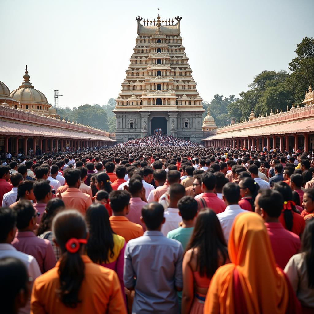 Devotees at Tirupati Balaji Temple