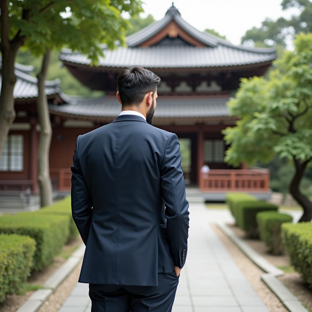 Tokyo Businessman Exploring Temple