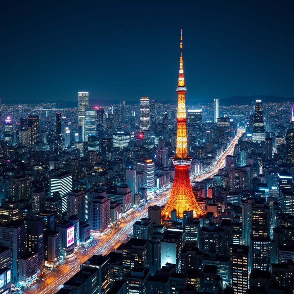 Tokyo Cityscape at Night with Air Wave Tours