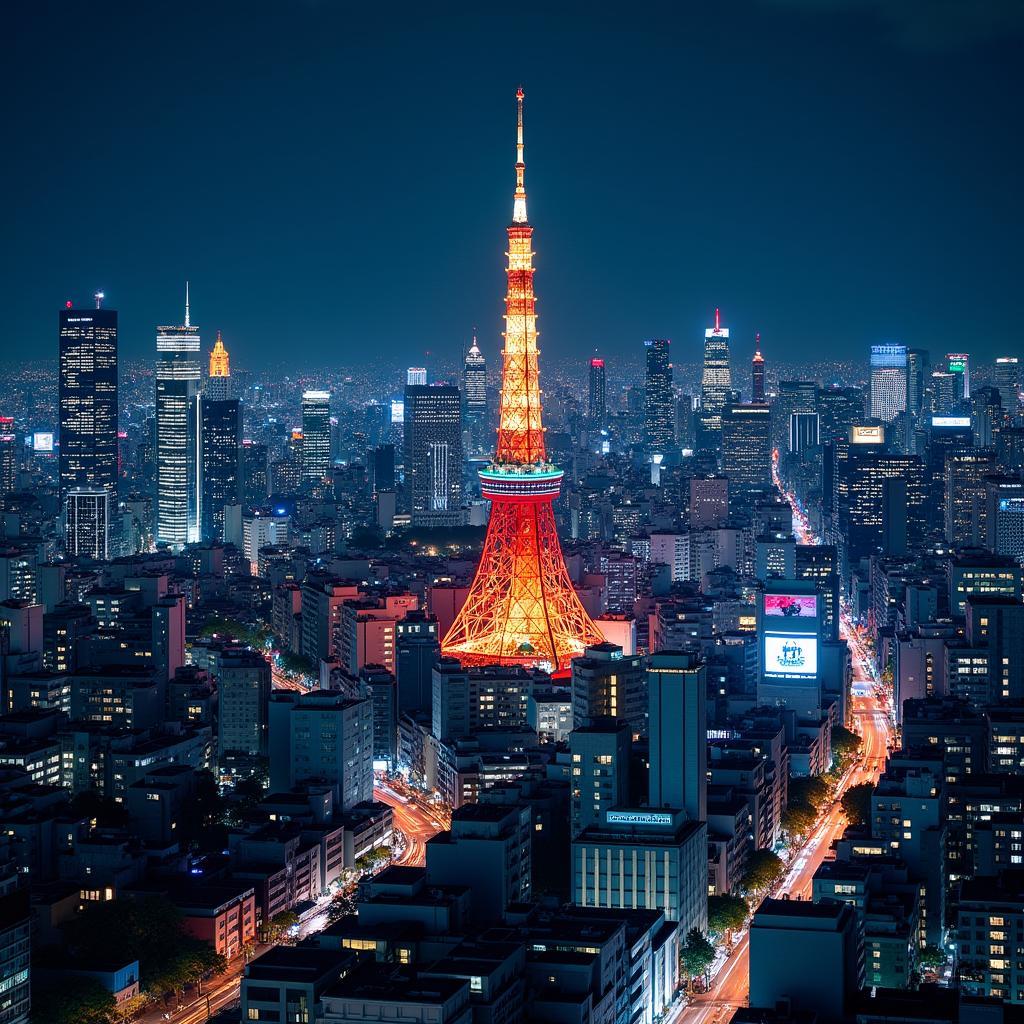 Tokyo Cityscape at Night in 1920x900 Resolution