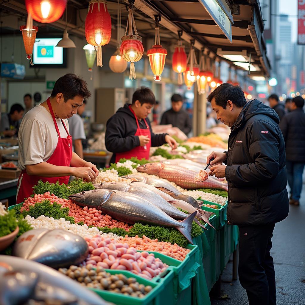 Bustling Tokyo Fish Market