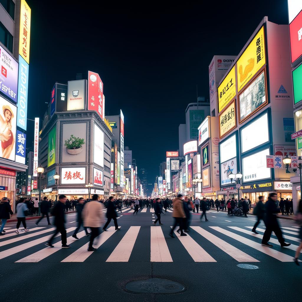 Tokyo Shibuya Crossing at Night