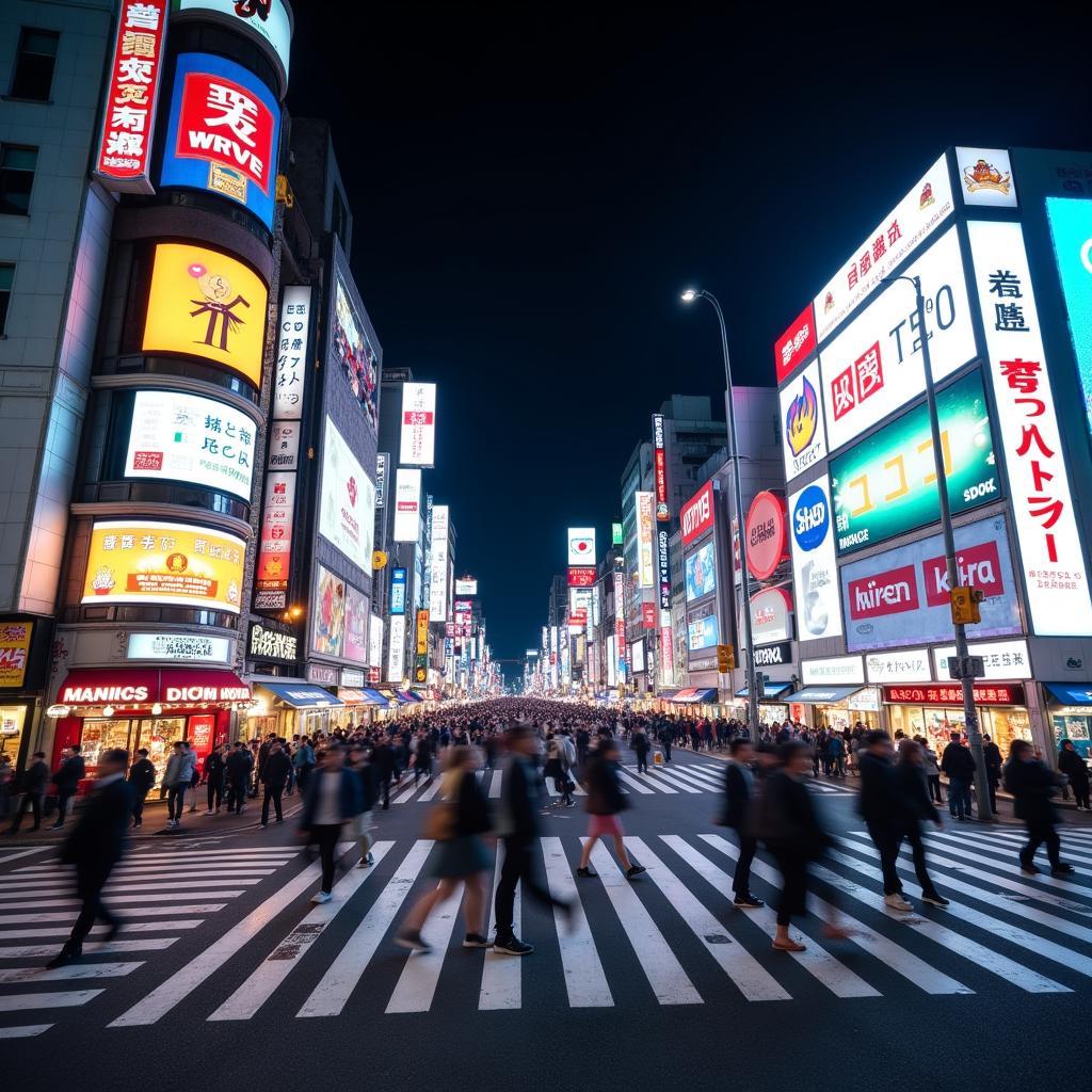 Tokyo Shibuya Crossing at Night