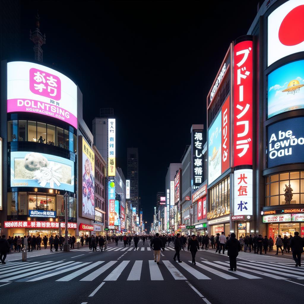 Tokyo Shibuya Crossing at Night