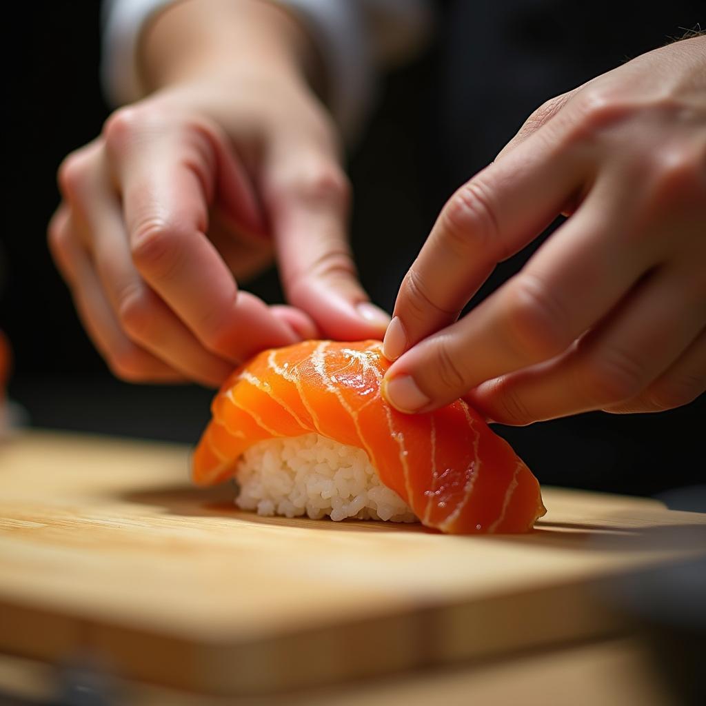 Tokyo Sushi Chef Preparing Nigiri