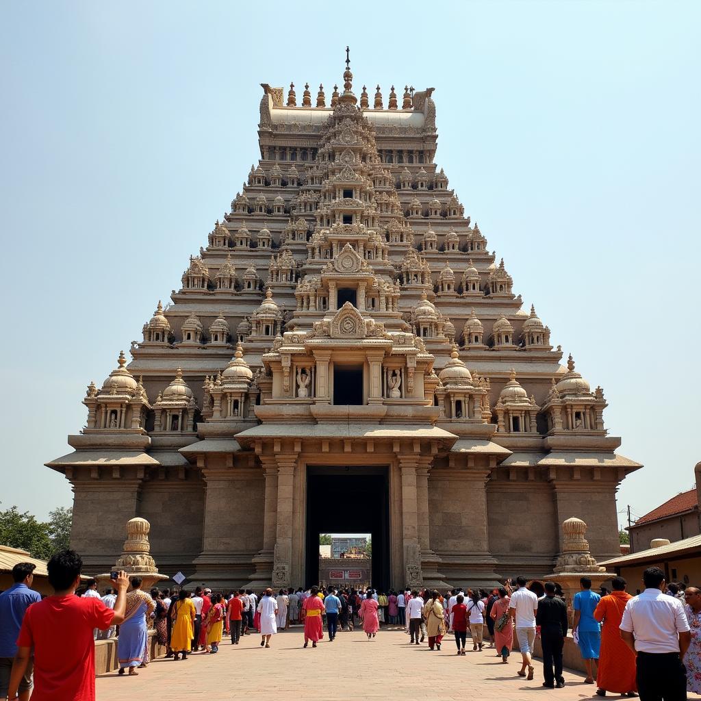 Tulja Bhavani Temple Exterior and Devotees