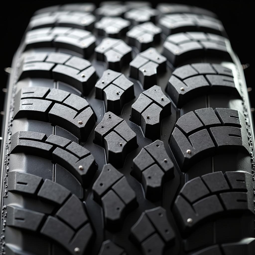 Close-up view of the Uniroyal Tiger Paw Touring tire tread design, highlighting the wide circumferential grooves and tread pattern.