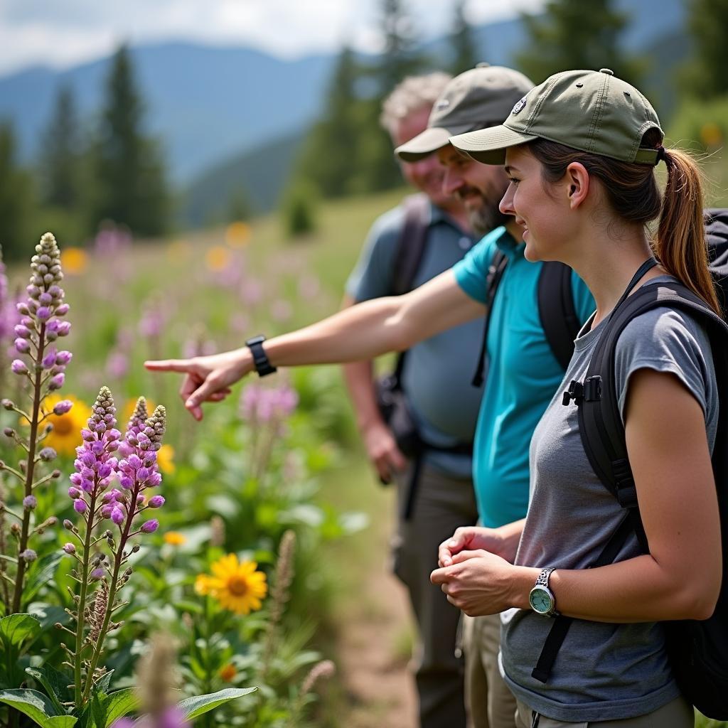 BCM Touring guide explaining the local flora