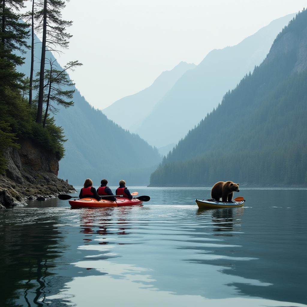 Kayak tour for bear viewing on Vancouver Island