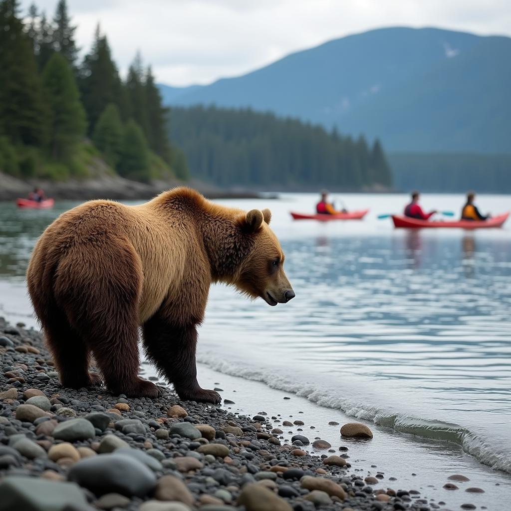 Brown bear on the coast of Vancouver Island during a bear viewing tour