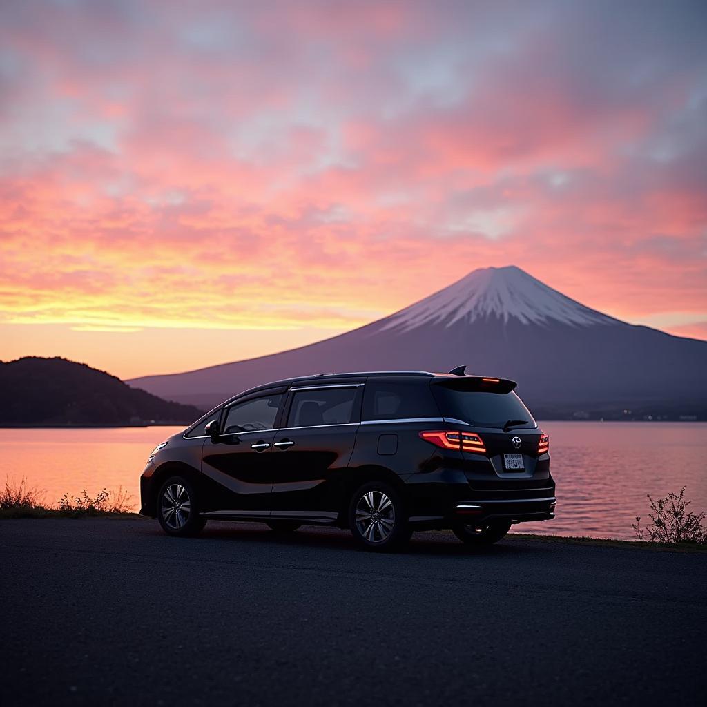 Wagon R parked near Mt. Fuji at Sunset