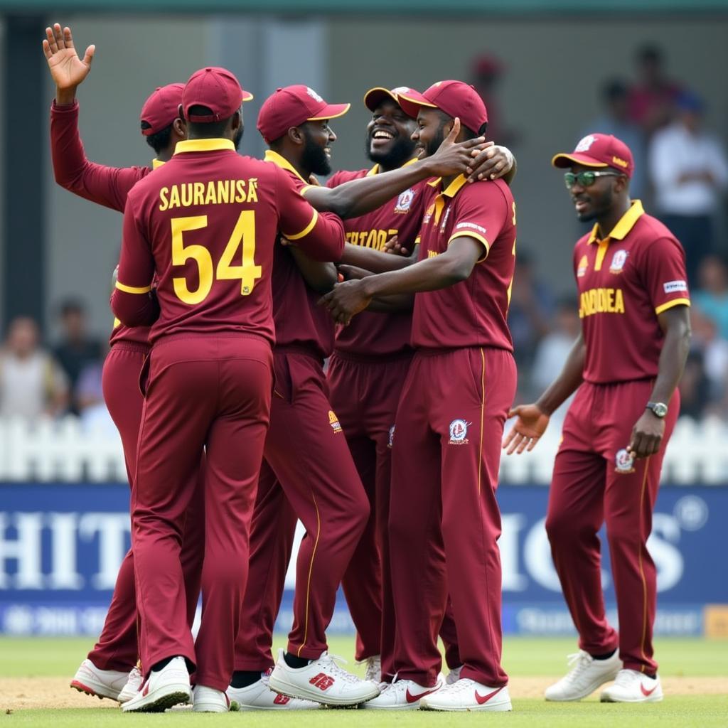 West Indies celebrating their victory in the 1st Test against Bangladesh