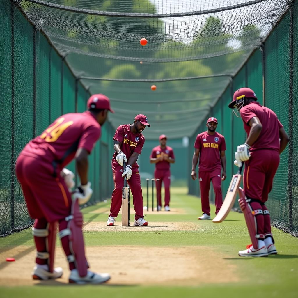 West Indies Cricketers Practicing