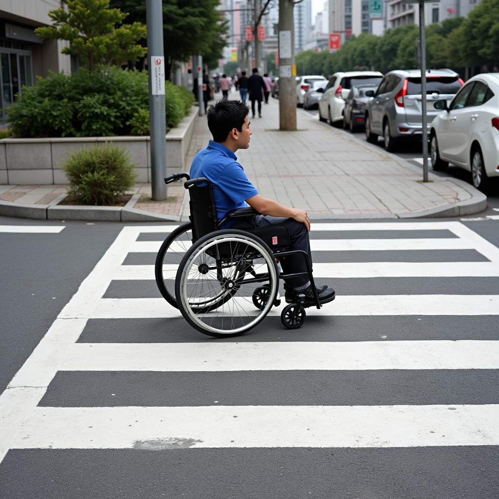 Wheelchair User on Tokyo Street