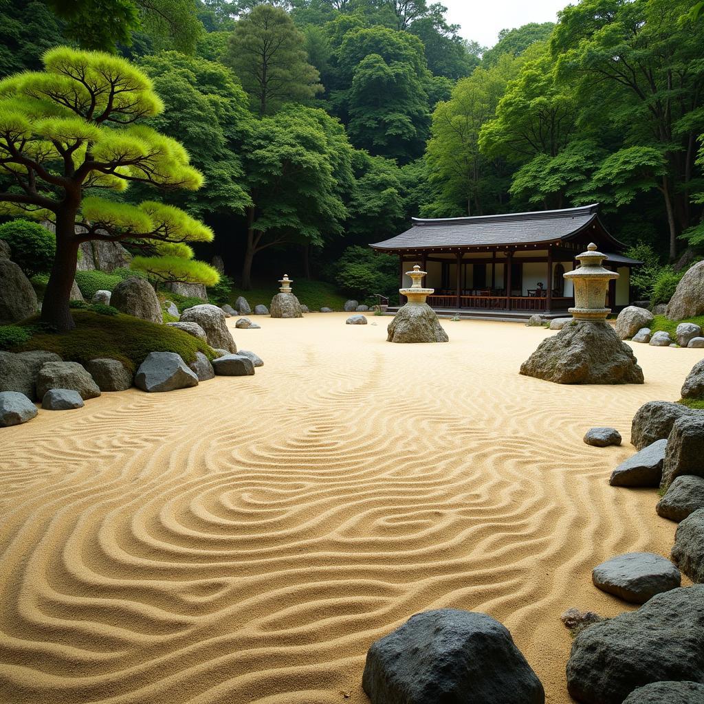 Tranquil Zen Garden in Kyoto, Japan