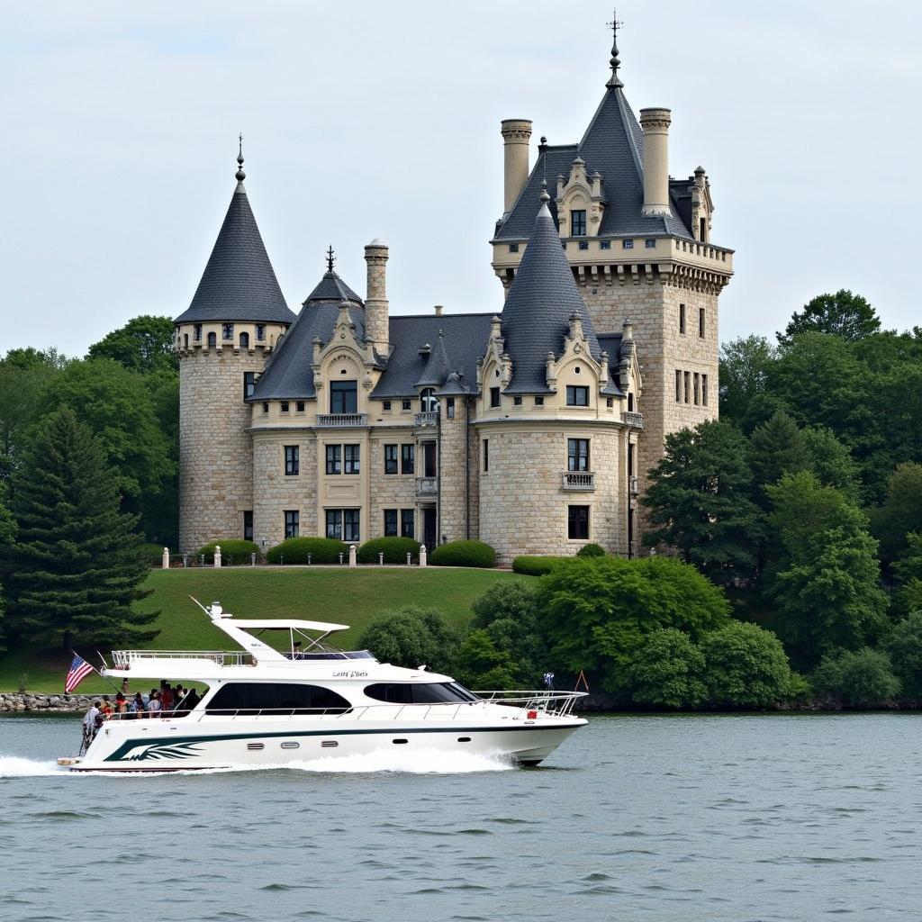 Boldt Castle viewed from a 1000 Islands boat tour