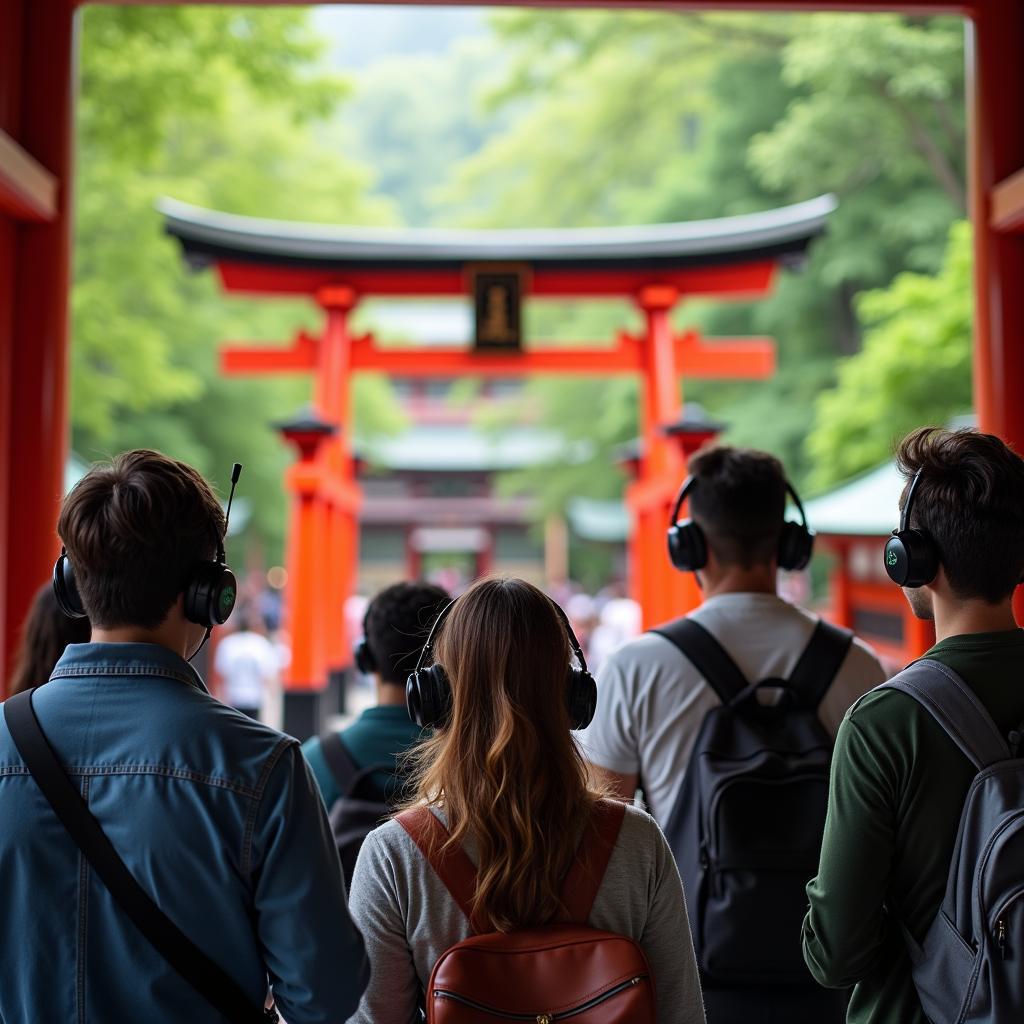 Exploring a Japanese Shrine with a 2-Way Tour Guide System