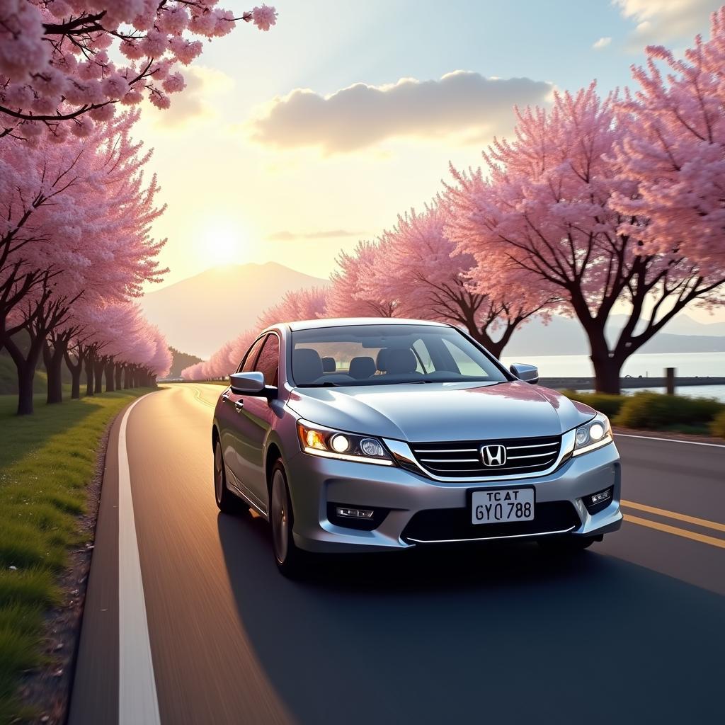 2015 Honda Accord Hybrid Touring on a scenic Japanese road trip