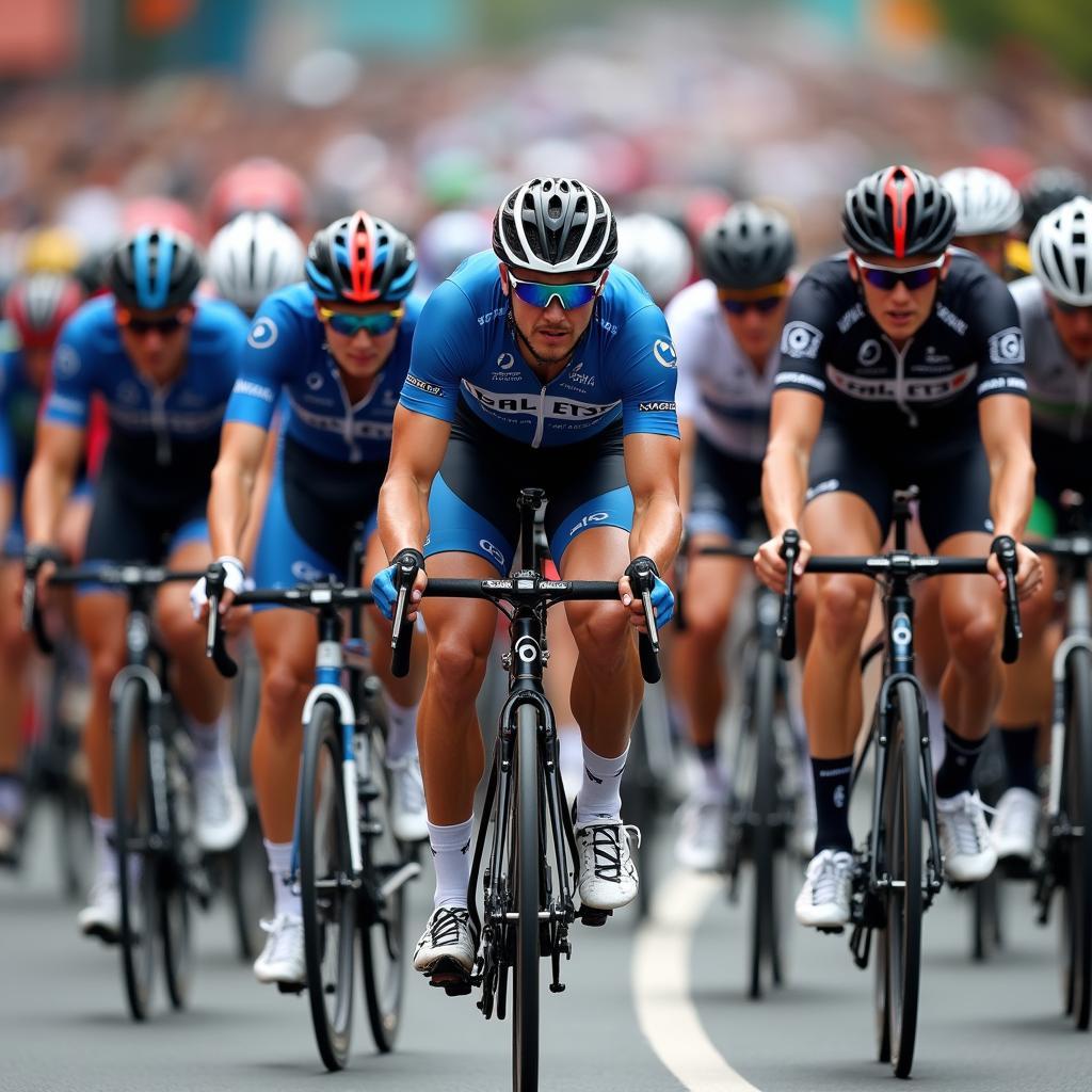 A tense sprint finish during the 2019 UCI Europe Tour