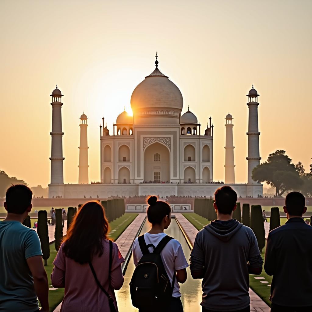 Sunrise view of the Taj Mahal during a 4 day Delhi Agra tour