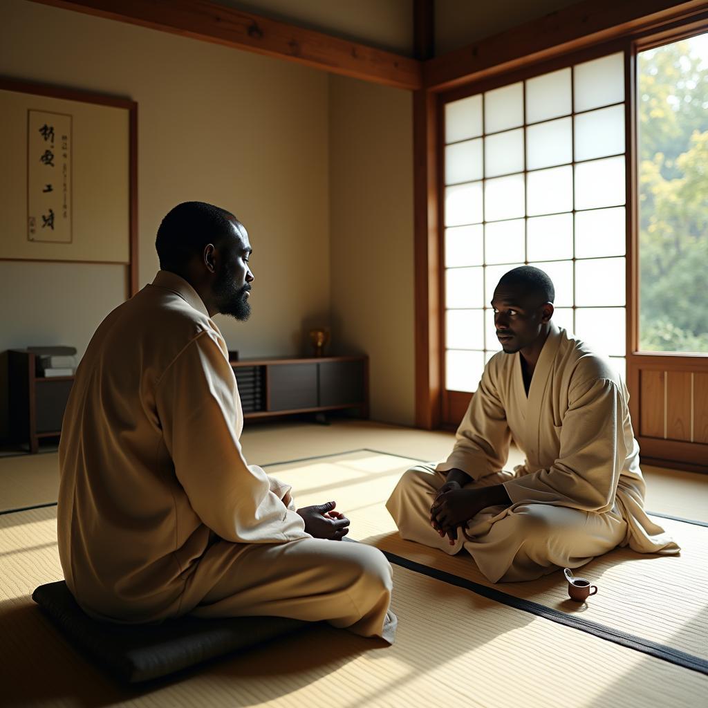 Abdoul Kader Toure participating in a traditional Japanese tea ceremony