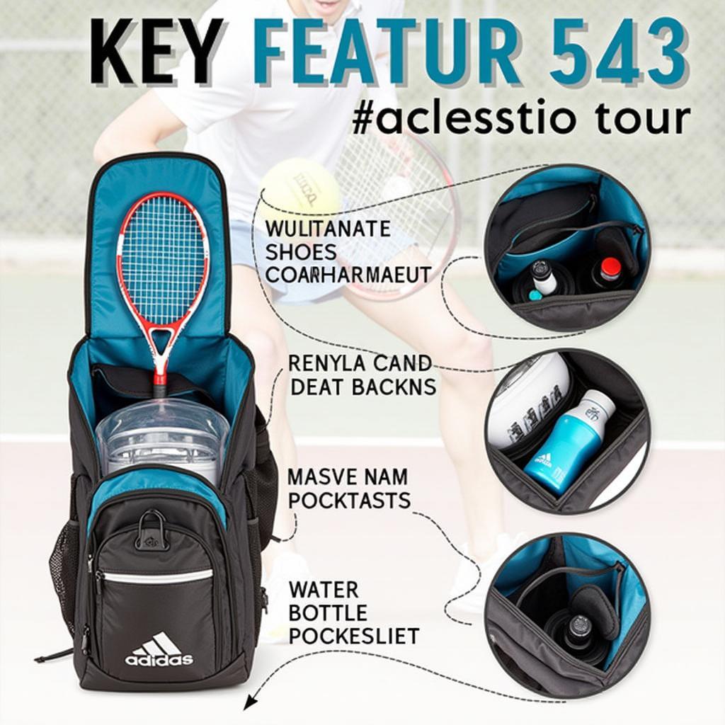 Adidas Tour Tennis Racquet Backpack Features