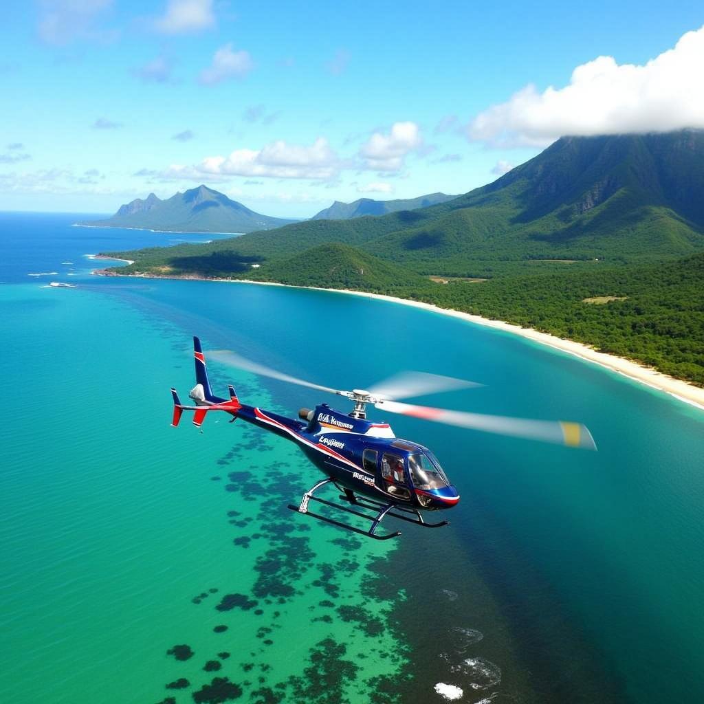 Air Mauritius Helicopter Tour over Le Morne Brabant in 2019