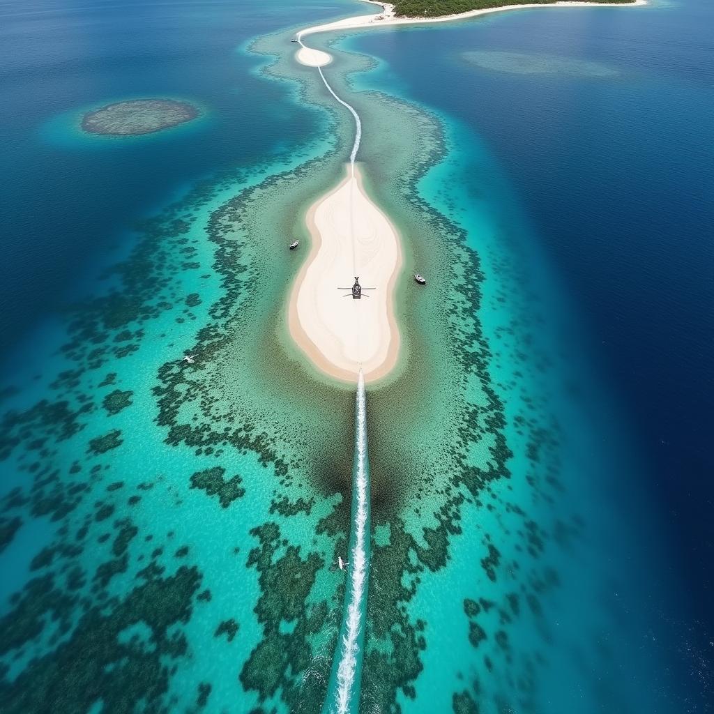 Air Mauritius Helicopter Tour over the Underwater Waterfall Illusion in 2019