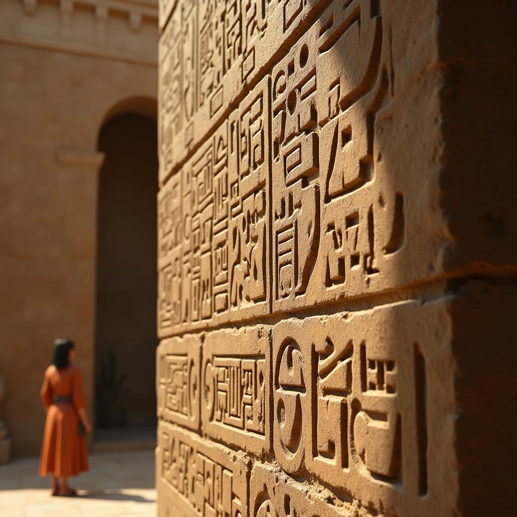 Deciphering hieroglyphs in Assassin's Creed Origins Discovery Tour.