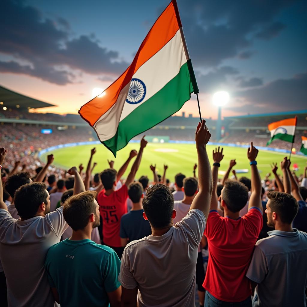 A vibrant photo depicting the enthusiastic fans during the 1975 Australia tour of India cricket series, showcasing the immense support for both teams.