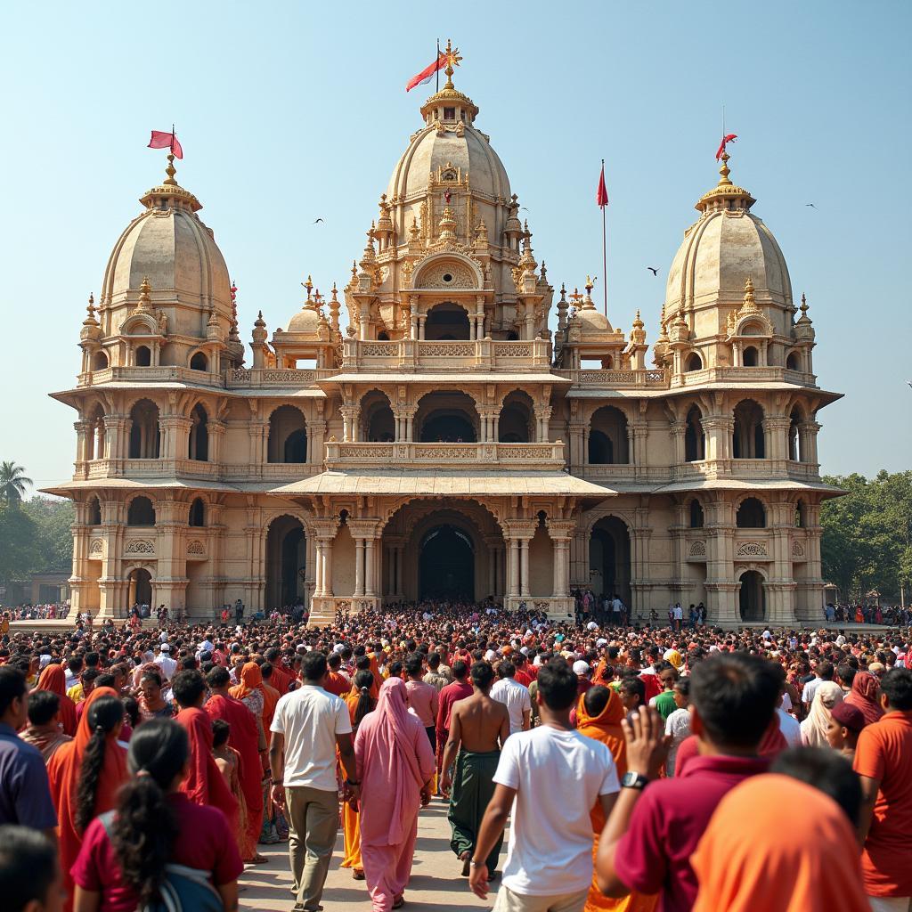 Ram Janmabhoomi Temple in Ayodhya during a pilgrimage