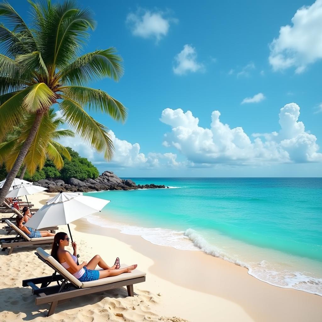 Relaxing on a pristine Balinese beach during a 5-day tour.