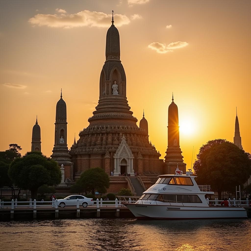 Bangkok Temple Wat Arun at Sunset