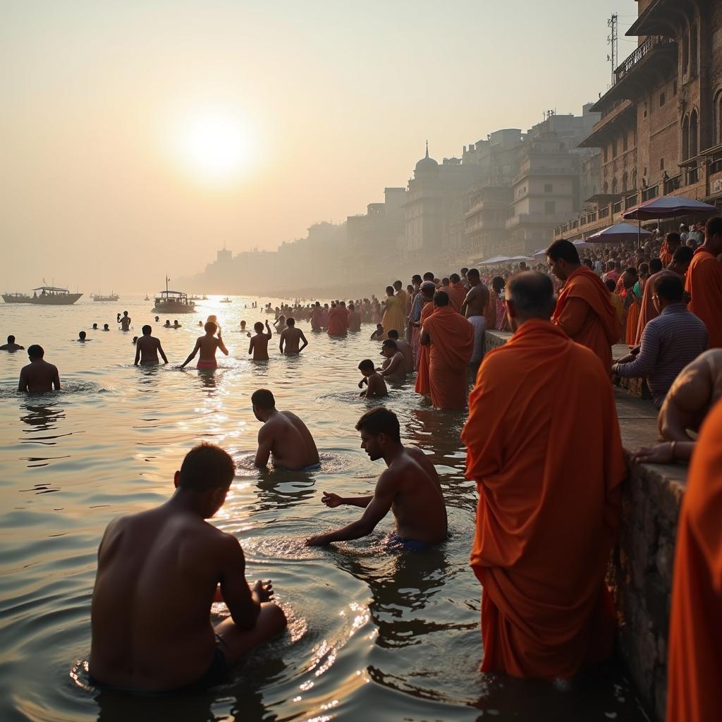 Spiritual Rituals at the Ganges in Benaras