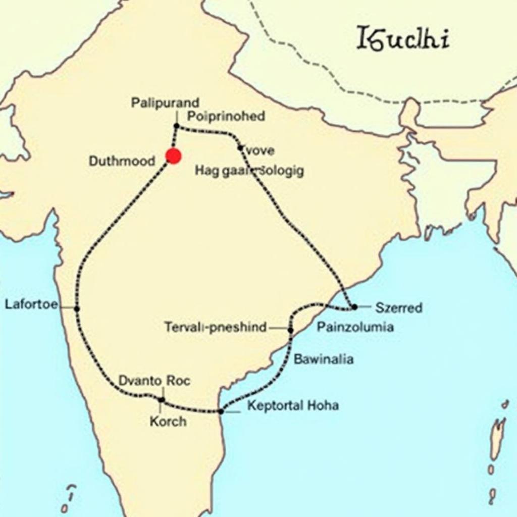 A map highlighting the route from Kochi to Hyderabad and key attractions.