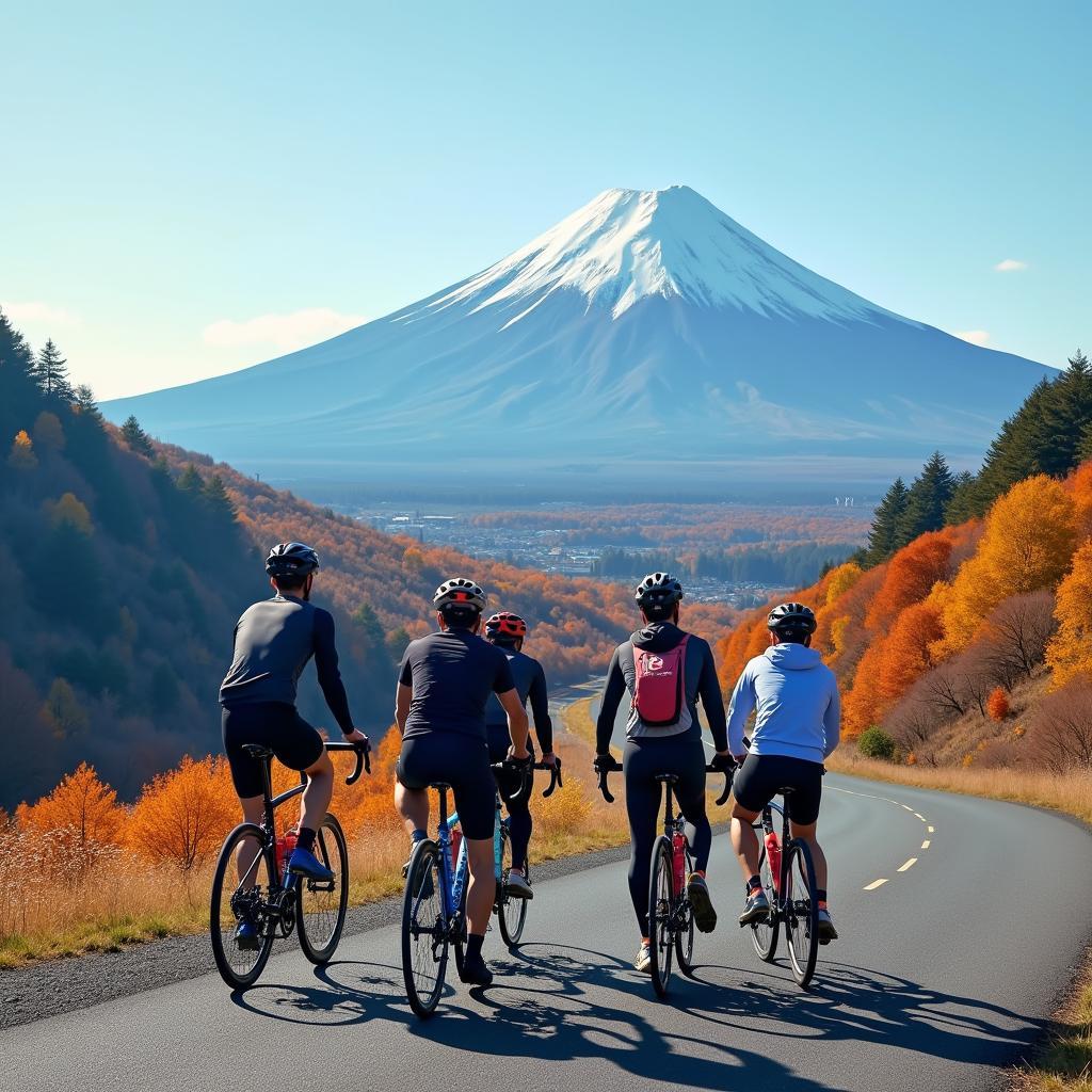 A breathtaking view of Mount Fuji during a scenic bike tour in Japan.