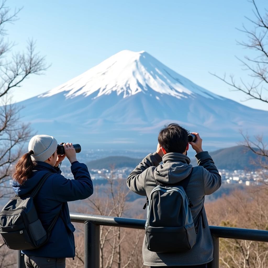 Birdwatching with Mount Fuji Backdrop