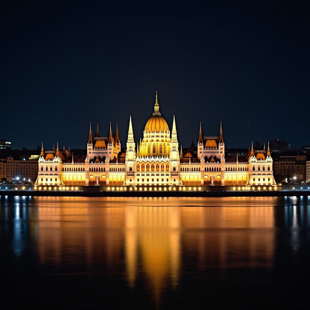 Budapest Parliament Building at Night