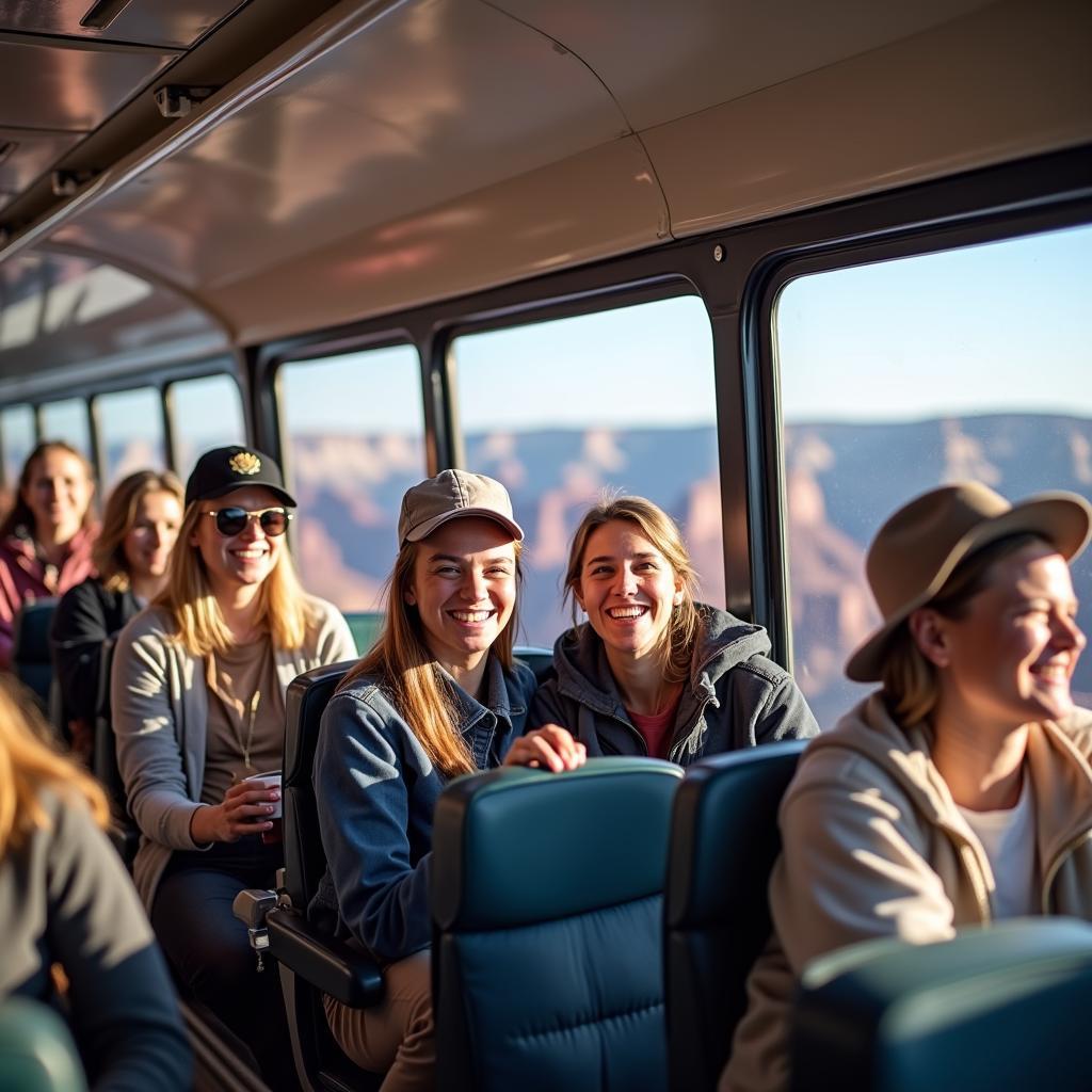 A group of tourists enjoying a budget-friendly Grand Canyon tour