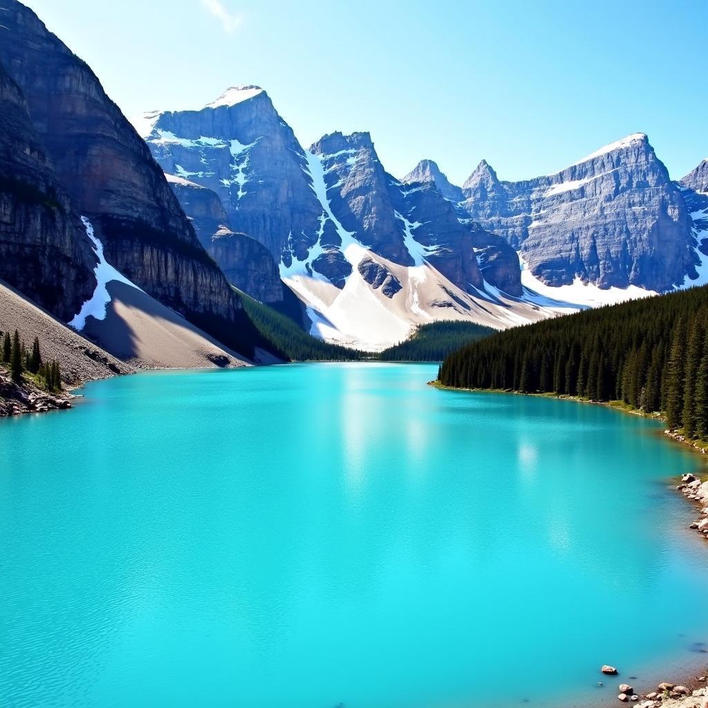 Moraine Lake in Banff National Park with surrounding mountains