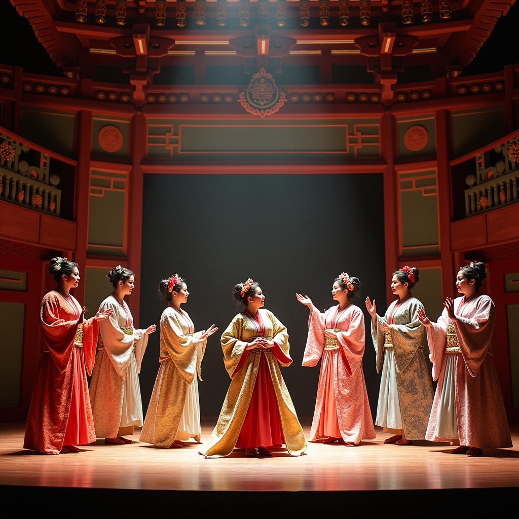 Celtic Woman performing on stage at the Kabuki-za Theatre in Tokyo