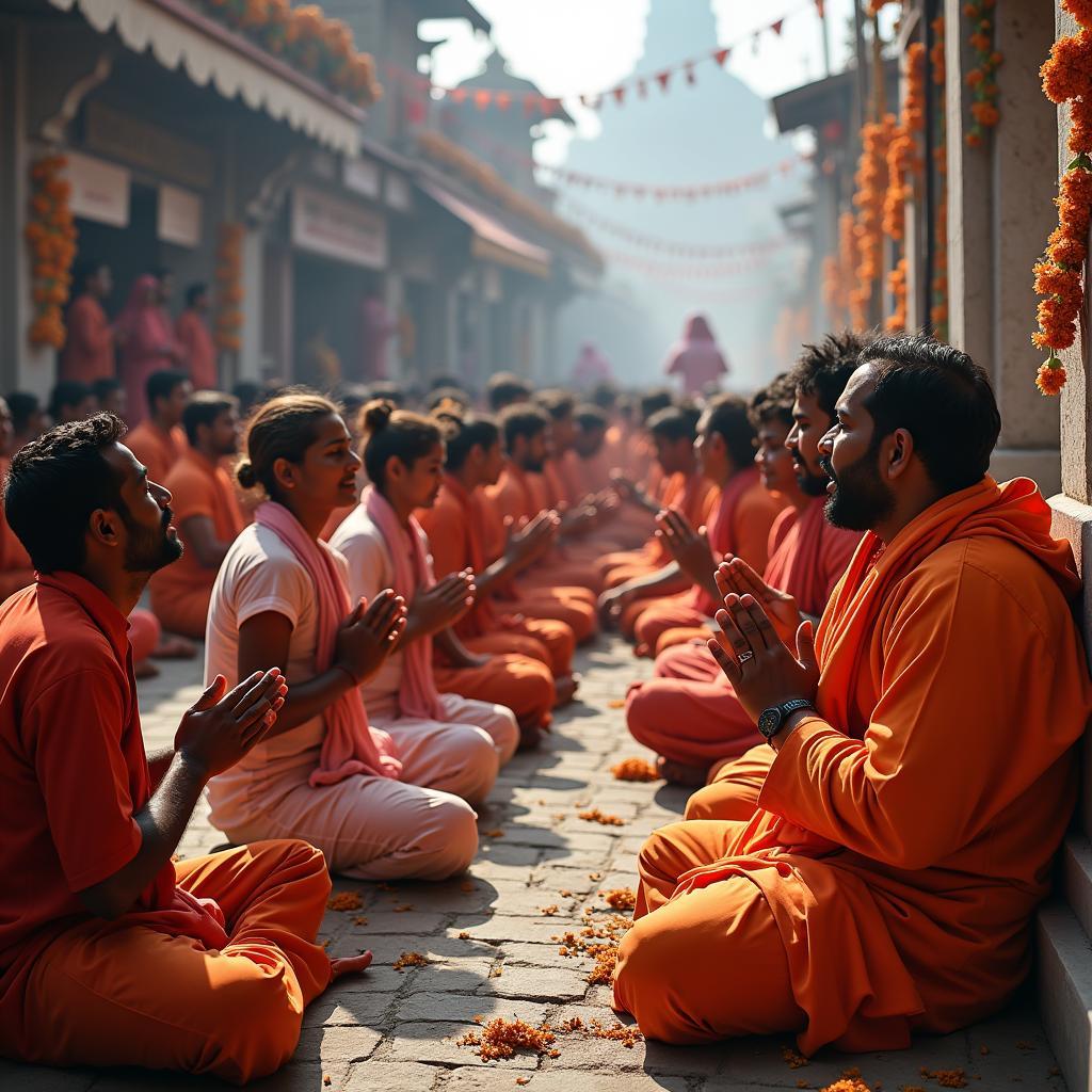 Devotees Praying at Chardham Shrines