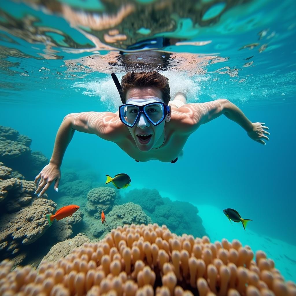 Snorkeling in the vibrant coral reefs of Coral Island, Pattaya