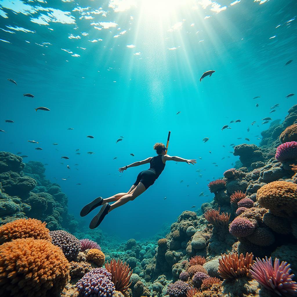 Snorkeling in the crystal-clear waters of Coral Island, Pattaya