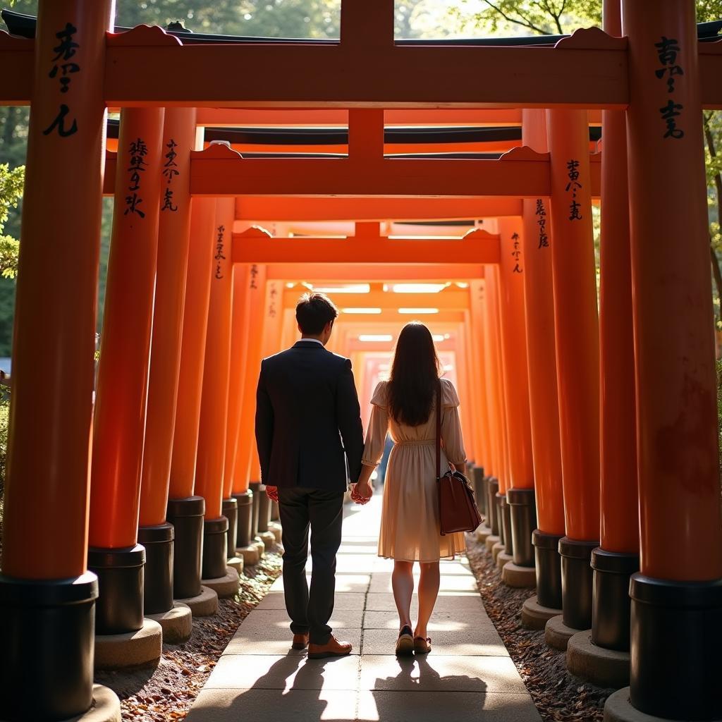 Couple Exploring Kyoto Temples