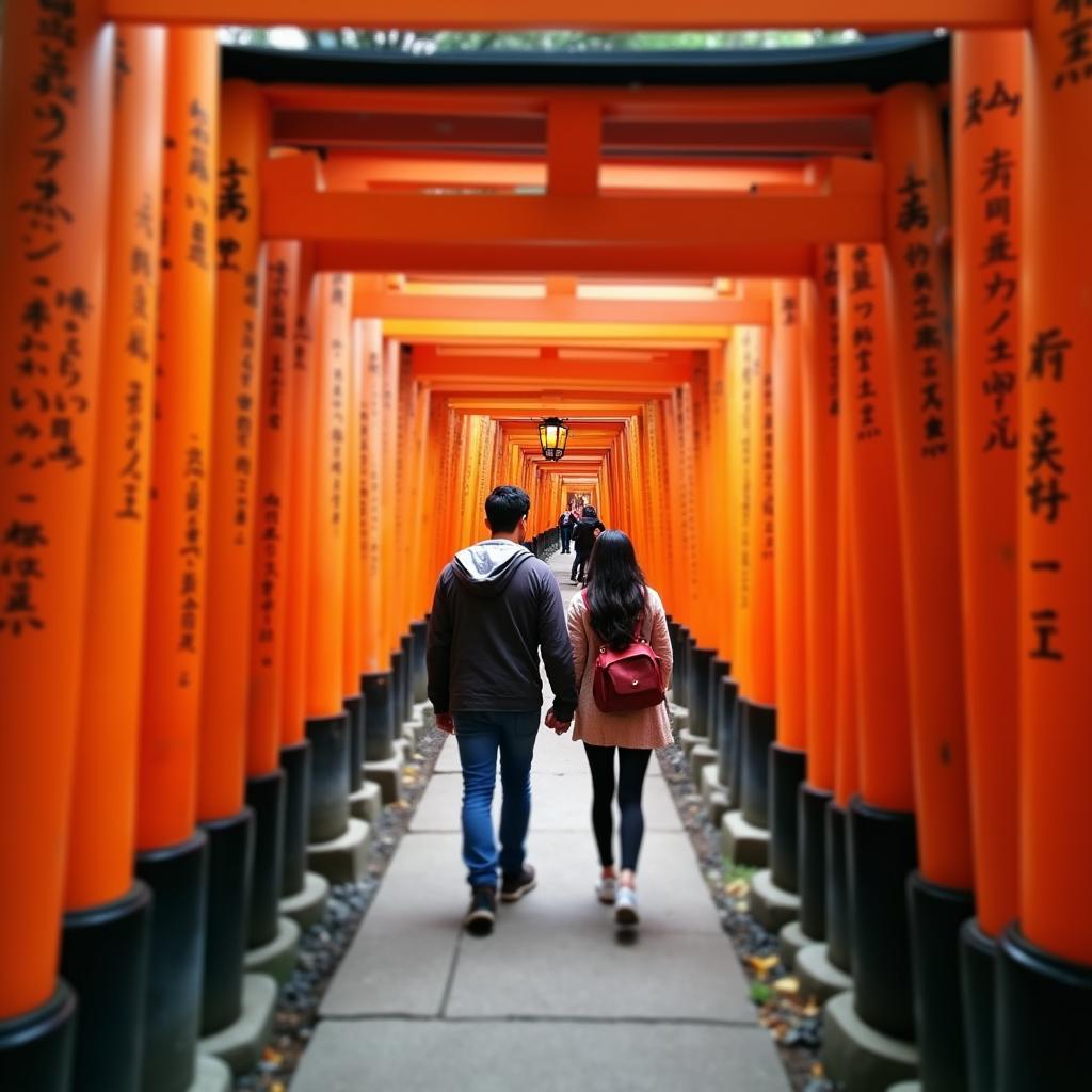 Couple at Fushimi Inari Shrine in Kyoto