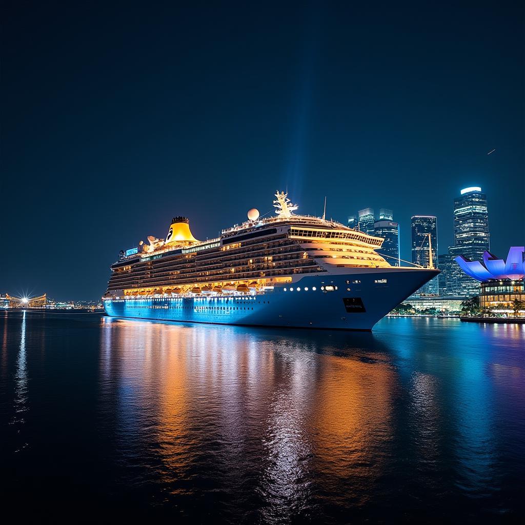 Singapore Cruise Ship at Night