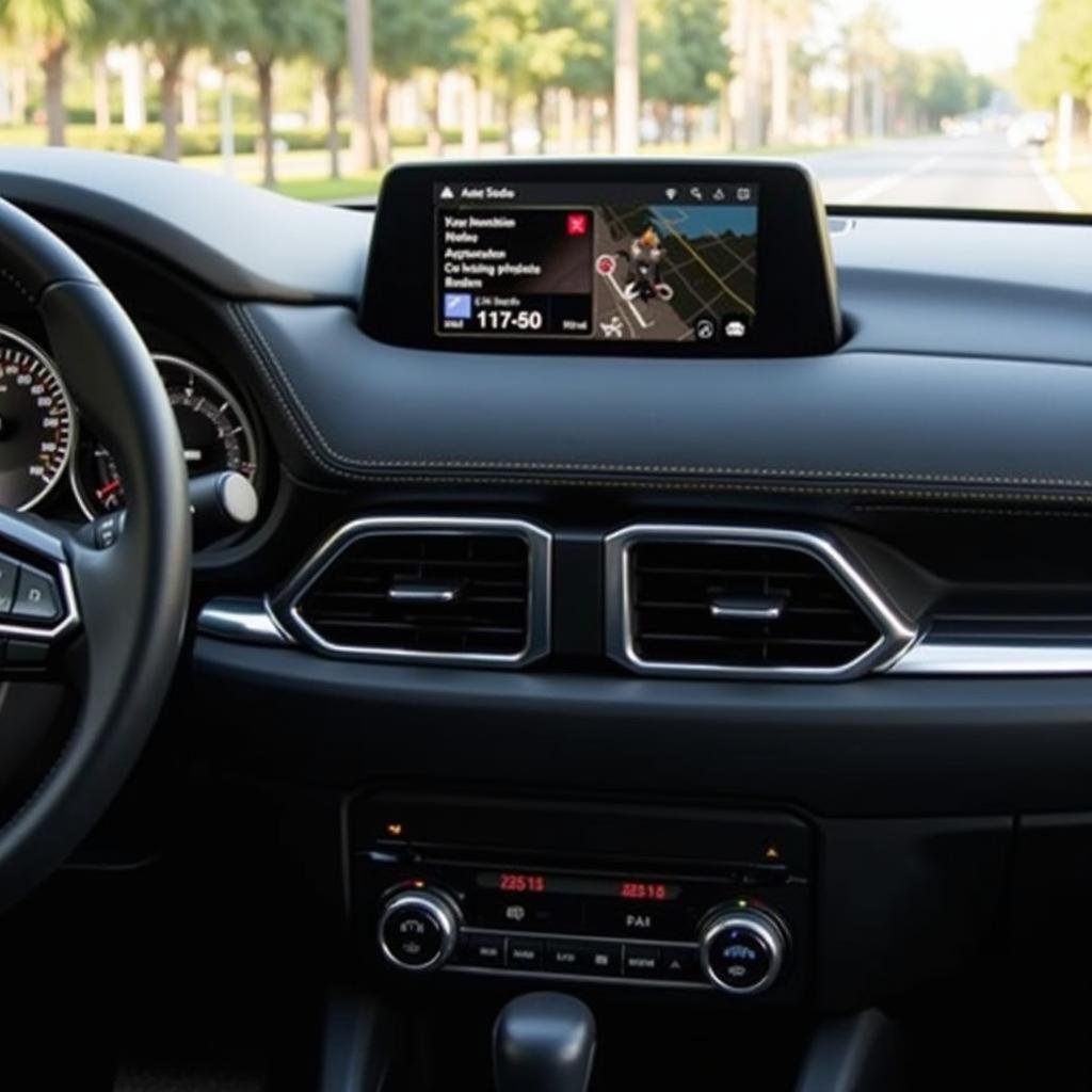 Interior of the 2017 Mazda CX-5 Grand Touring showcasing its technology features.